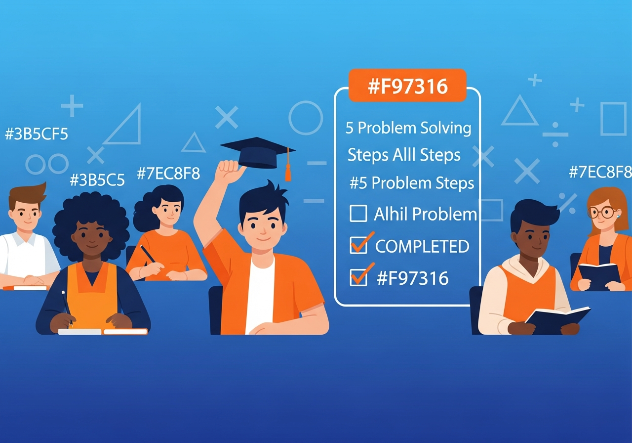 Student successfully completing all five problem-solving steps ...
