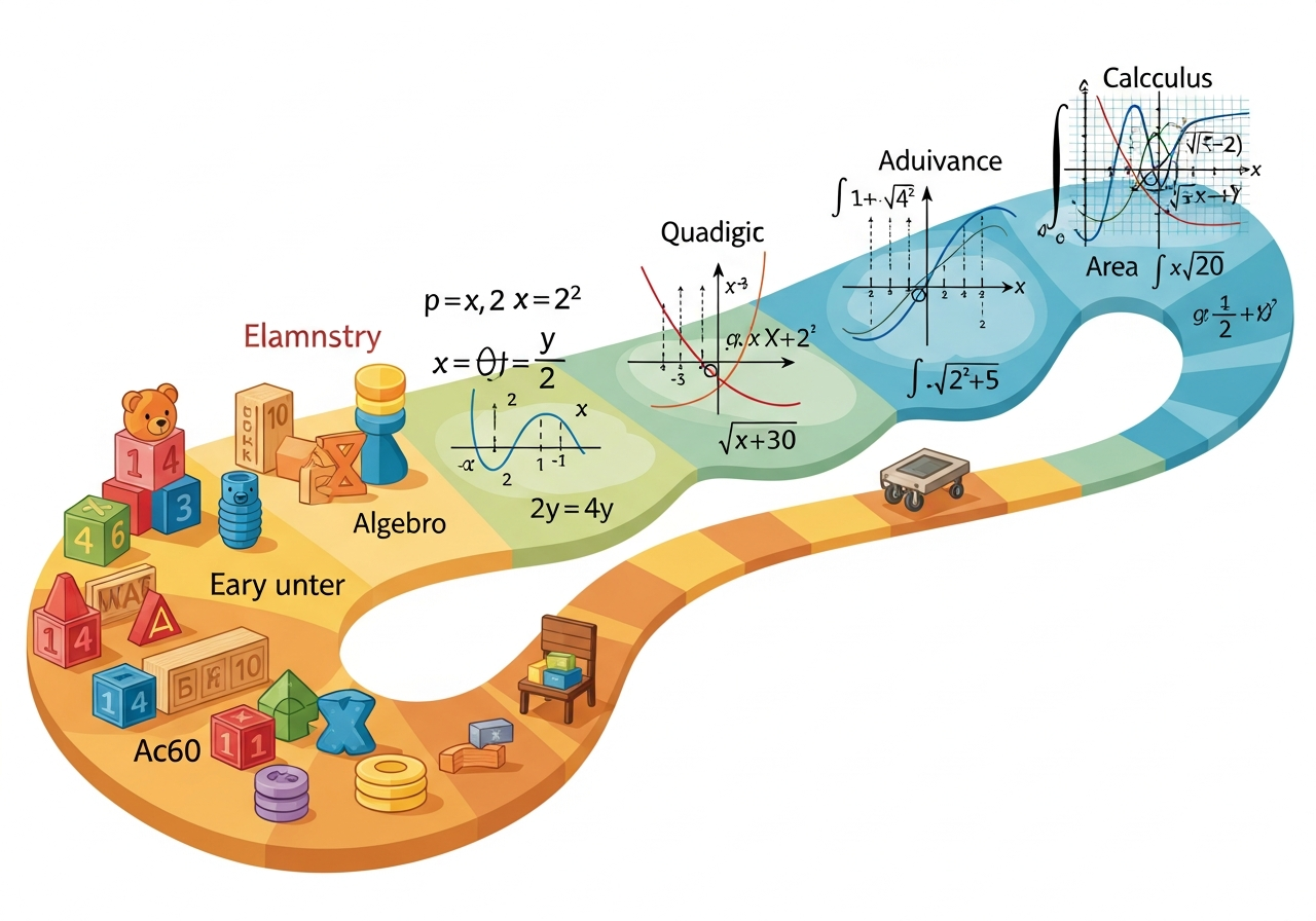 A visual roadmap showing the K-12 math journey from counting blocks in ...