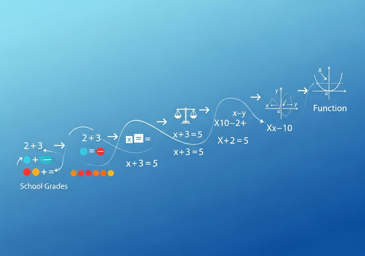 A step-by-step progression showing how arithmetic evolves into algebra ...