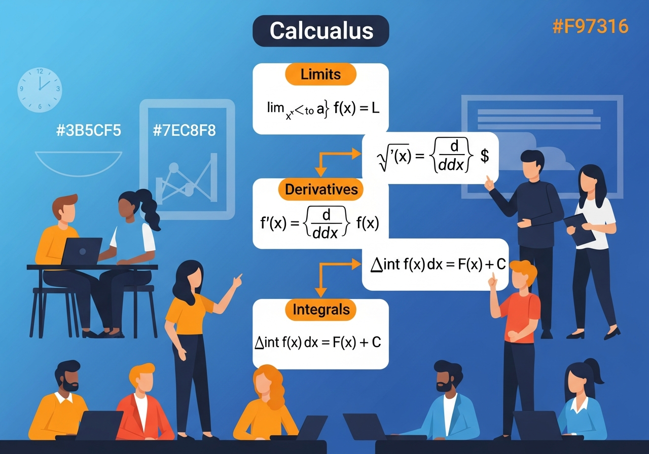 Calculus Grade Level Grade 12 student at a desk with calculus textbook open showing ...