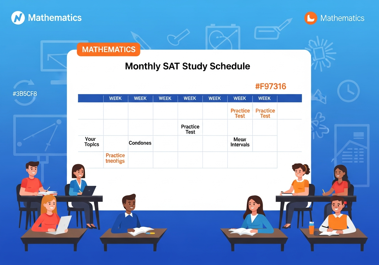 Math Sat Progression Monthly SAT math study schedule showing topic progression across 12 ...